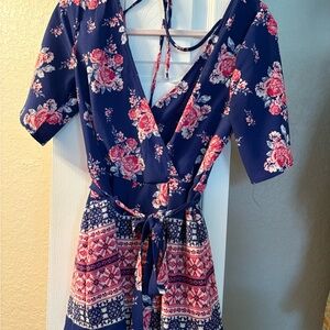 Floral Navy Wrap Dress